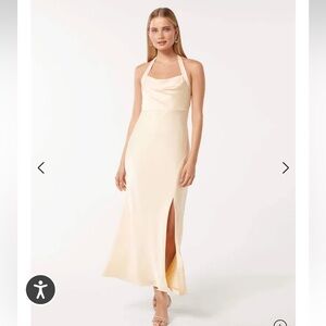 EVER NEW Alice Halter Satin Maxi Dress Butter Yellow Colour Size 14 BRAND NEW